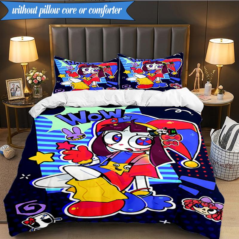 3PCS Digital Circus Adventure Bedding Set,Including 1pc Duvet Cover And 2pcs Pillowcases Perfect for Bedroom, Dormitory, Fan Christmas Gift