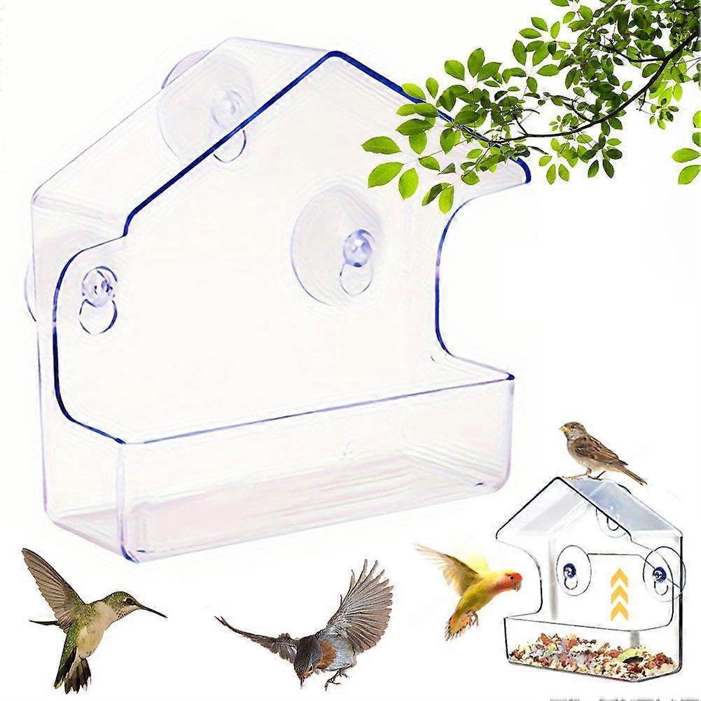Clear Acrylic Bird Feeder with Strong Suction Cup Easy-Clean, Perfect for Garden