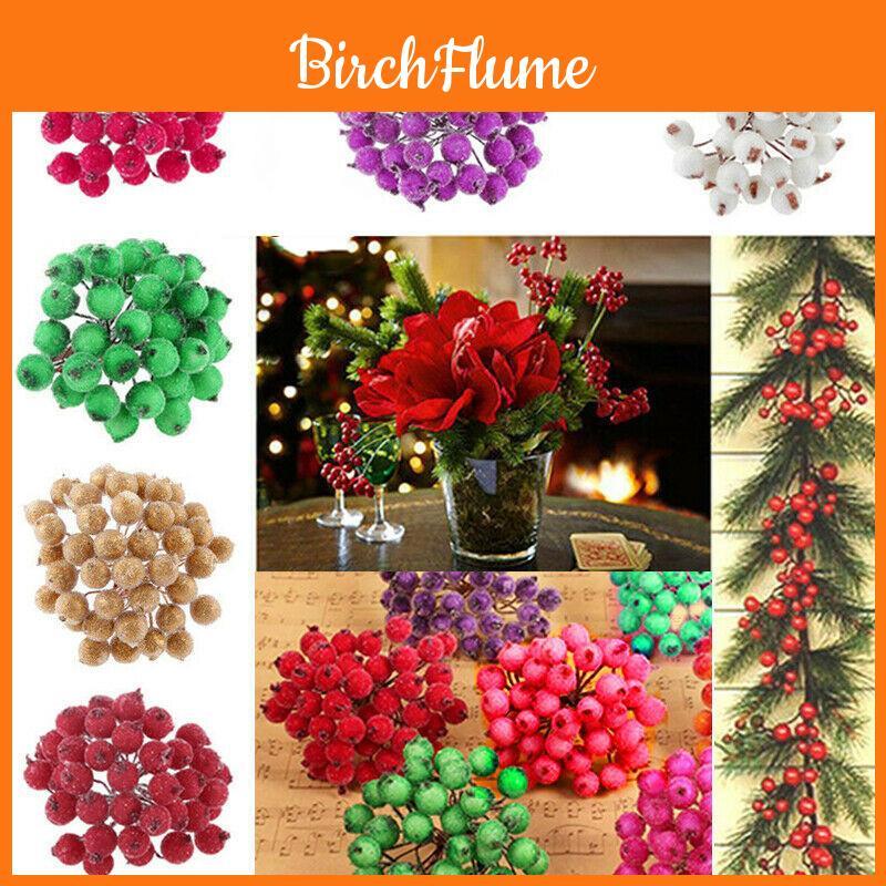 Mini Christmas Foam Frosted Fruit Artificial Holly Berry Flower For Elegant Home Decor