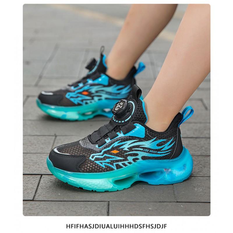 Kids Running Shoes With Rotating Buckle Breathable Mesh Low Top Boys Girls