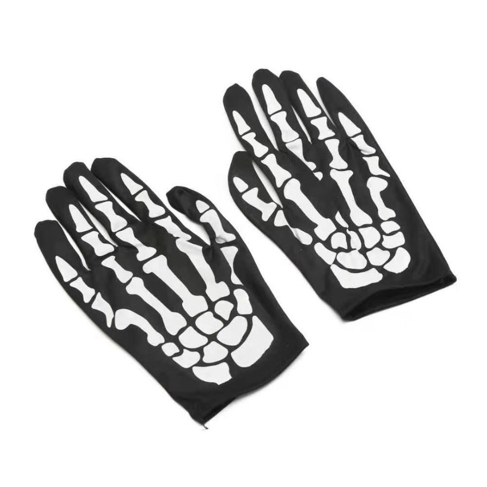 Prom Cosplay Accessories Women Men Gloves Halloween Party White Skeleton Gloves Ghost Bone Mittens