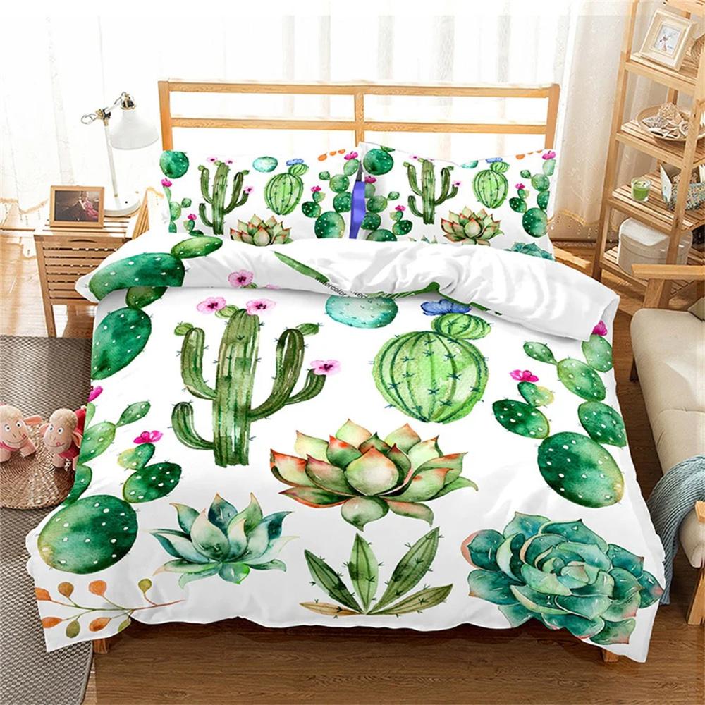 Cactus Duvet Cover Set Bohemian Desert Style Double For Adults Queen King Size Bedding Set With Pillowcase For Bedroom