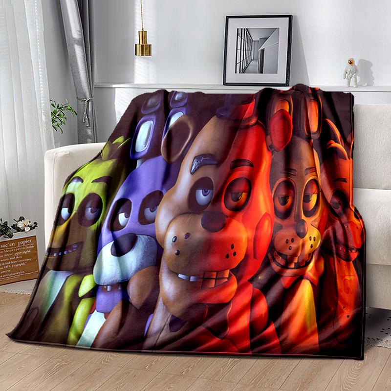 Cartoon Five Nights at Freddys printed throw blanket—lightweight,soft,warm;versatile blanket all seasons—perfect air-conditioning throw,nap blanket