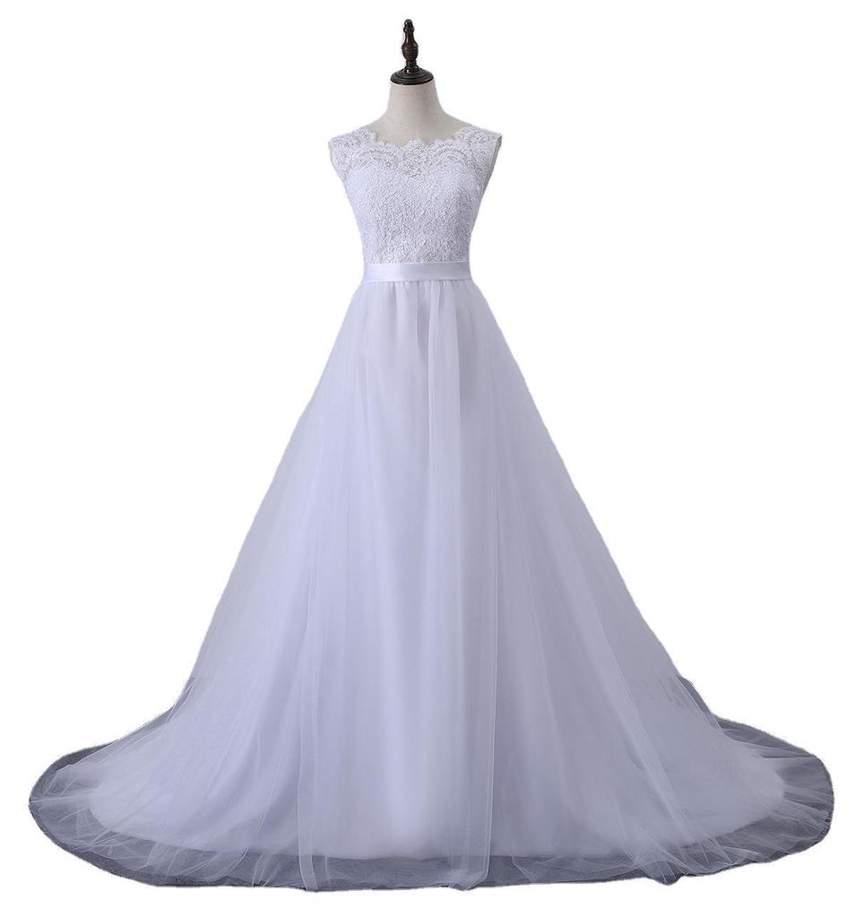 Wedding Bride   New Overseas Warehouse Wedding Party White Banquet Lace Bridesmaids Travel Wedding Dress