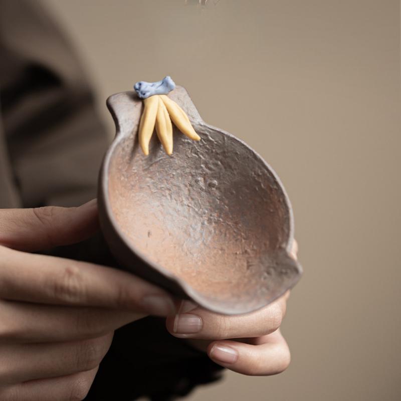 Coarse Pottery Tea Scoop Traditional Tea Leaf Holder Chahe Shovel Awakening Tea Ladle Oolong Tea Chinese Tea Set Collection Gift