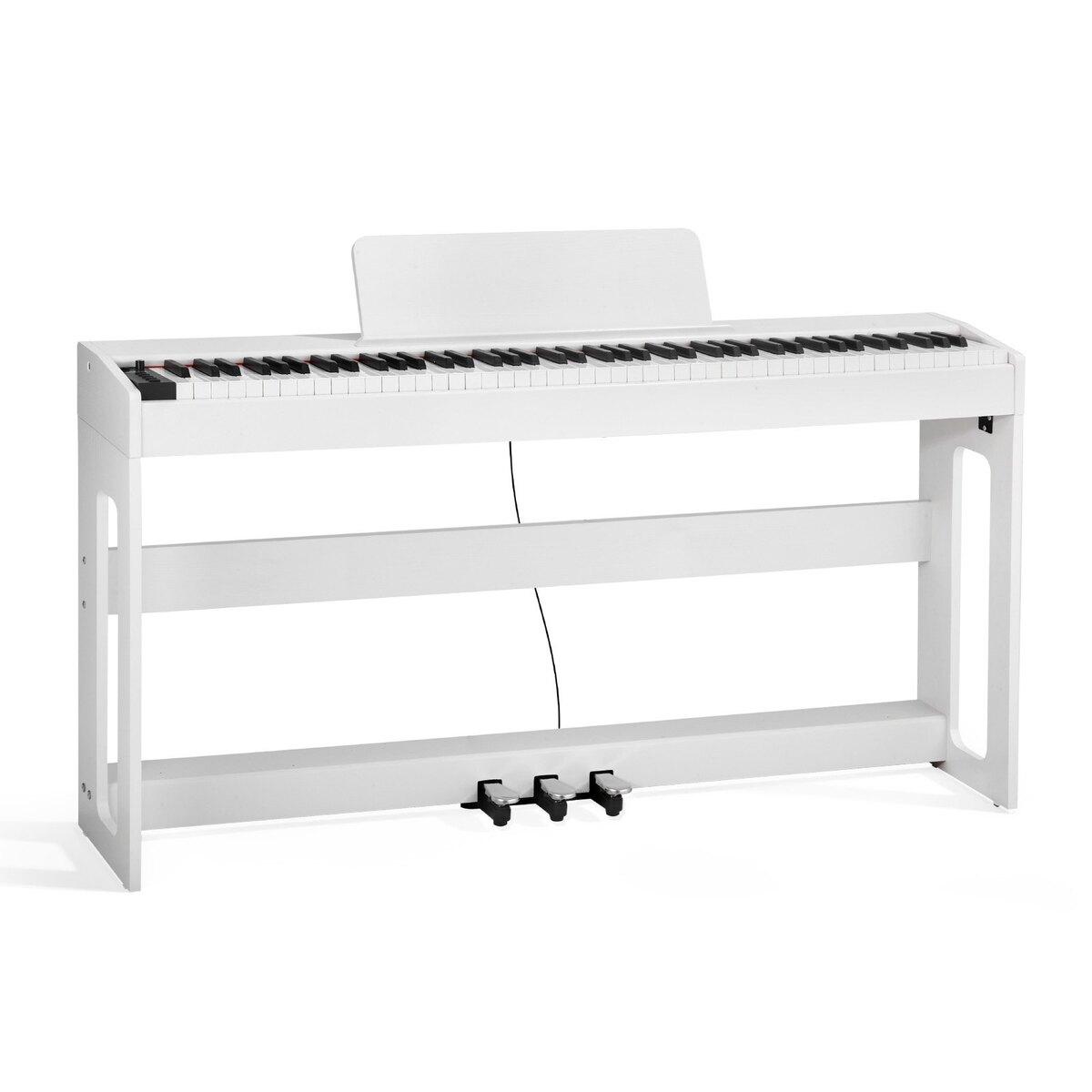 Digitálne Piano s váženými klávesmi, 88 plne vážených klávesov, Klávesnica elektrického piana s nábytkovým stojanom, Napájací adaptér, Trojitý pedál, Funkcia nahrávania, 280 tónov,