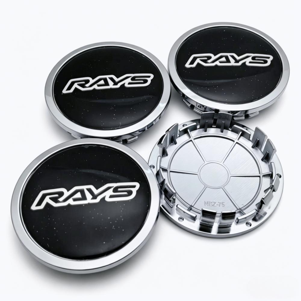 4 piezas/Set 75 mm / Clips 65 mm Emblema Insignia Logo Rays Tapacubos Centrales de Rueda de Coche Tapa de Cubo de Rueda Tapa de Cubo de Llanta Reemplazo Accesorios para Coche