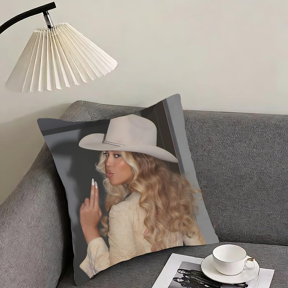 Singer B-Beyonce Cushion Cover Reversible Plush Pillow Cover – For Car, Sofa, Bedroom, Perfect As a Gift.