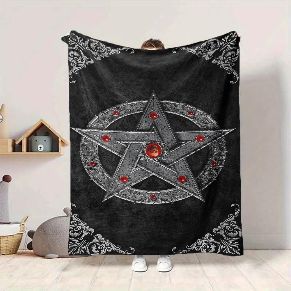 1pc Star Gothic Blanket, Lightweight Flannel Throw Blanket for Sofa, Bed, Travel, Camping, Living Room, Office, Couch096