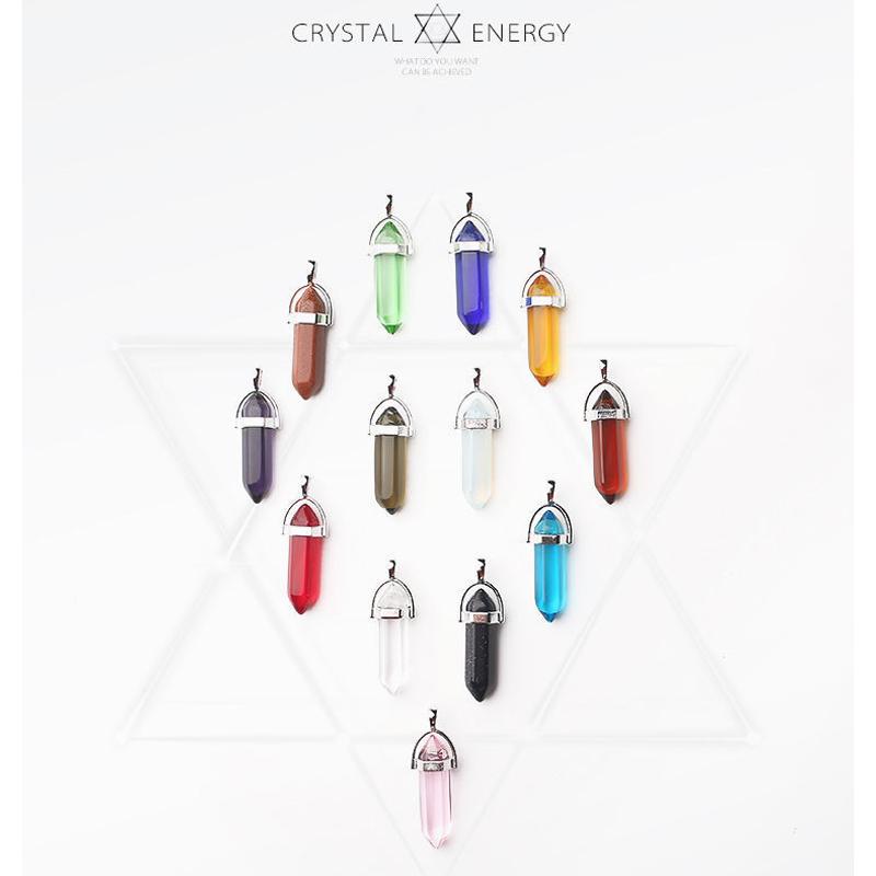 Fashion Natural Tiger Eye Stone Quartz Crystal Agates Hexagonal Column Shape Pendant Necklace for Jewelry Making