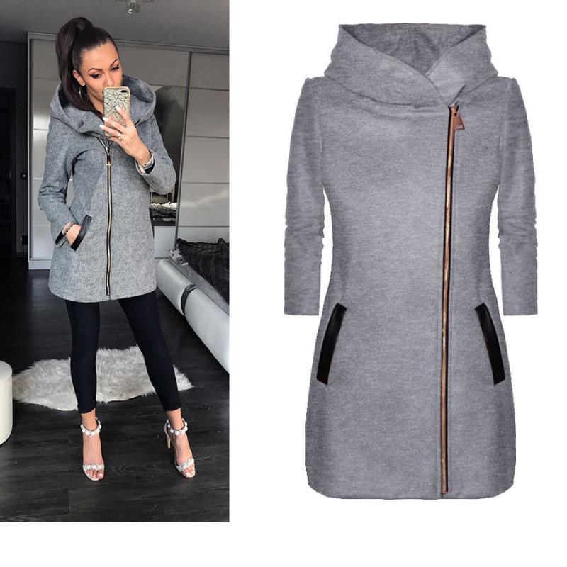 Women's 2024 Fashion Fleece-Lined Hooded Jacket with Side Zipper