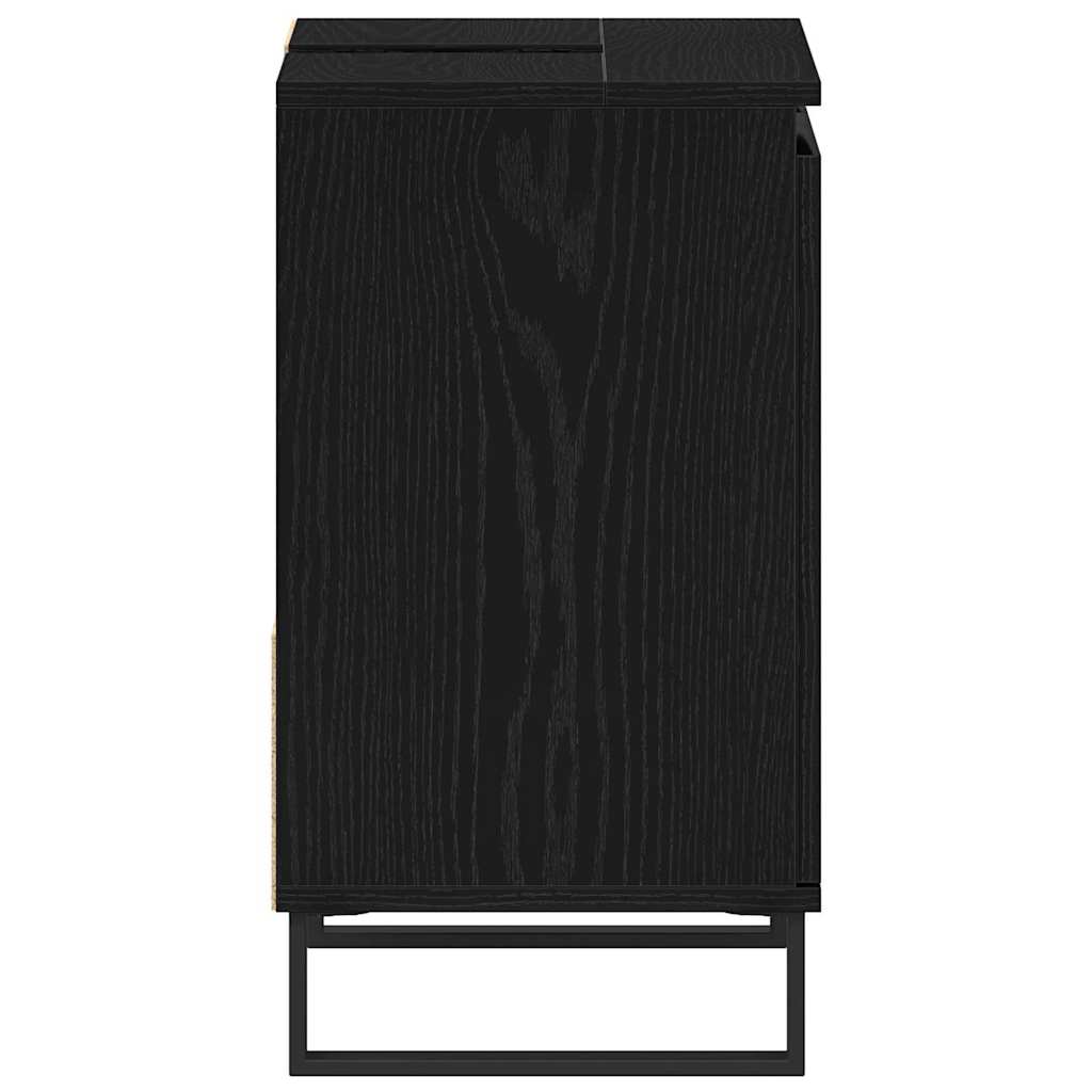 Washbasin Cabinet with Door Black Oak Effect 65 x 33 x 60 cm