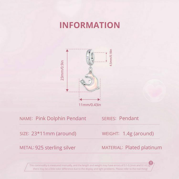 WOSTU 925 Sterling Silver Pink Couple Hearts Charm Star Bear Beads Dolphin Pendants Fit Original Bracelet DIY Jewelry