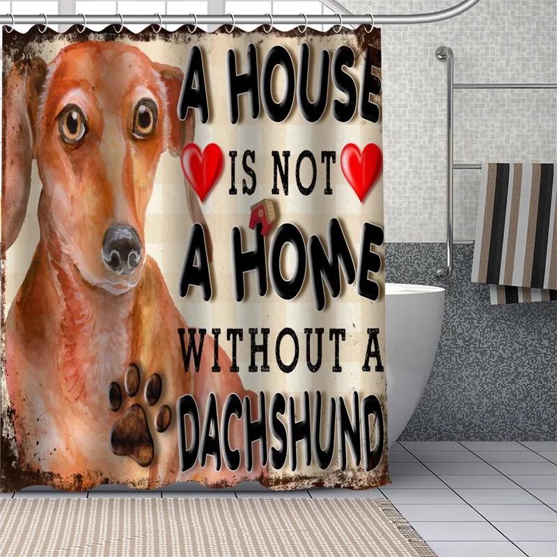 Dachshund Custom Pattern Polyester Bath Curtain Waterproof Shower Curtains Geometric Bath Screen Printed Curtain For Bathroom