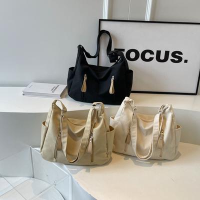 Simple Large Capacity Canvas Bag for Women New Casual Crossbody Dumpling Bag for College Students Fashionable One-shoulder Tote Bag