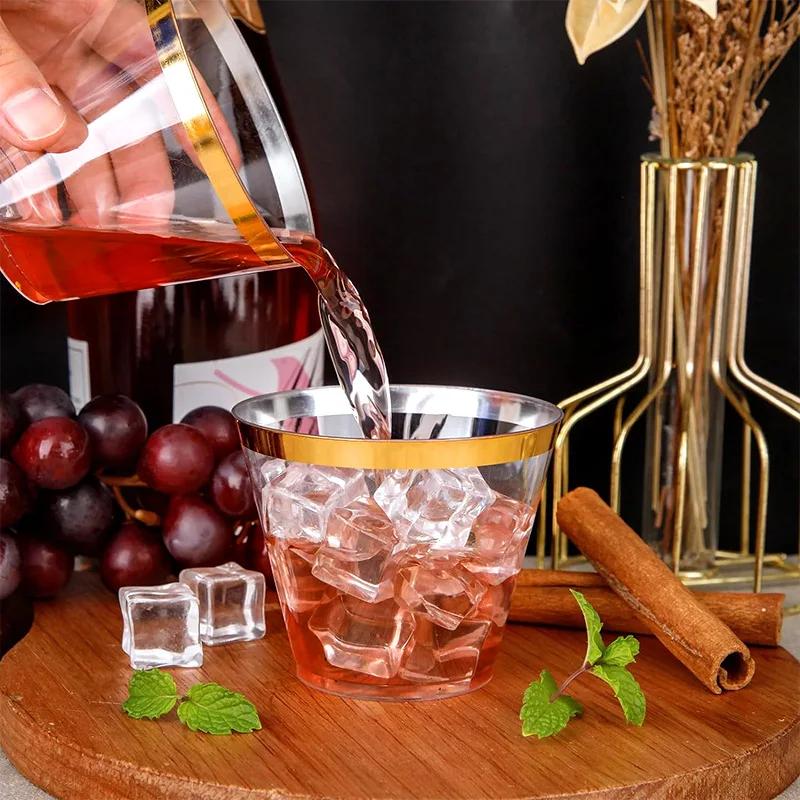 25PCS Disposable Champagne Clear Plastic Cup Outdoor Picnic Cup Drinking Cup for Parties Birthdays Weddings Cocktail Party