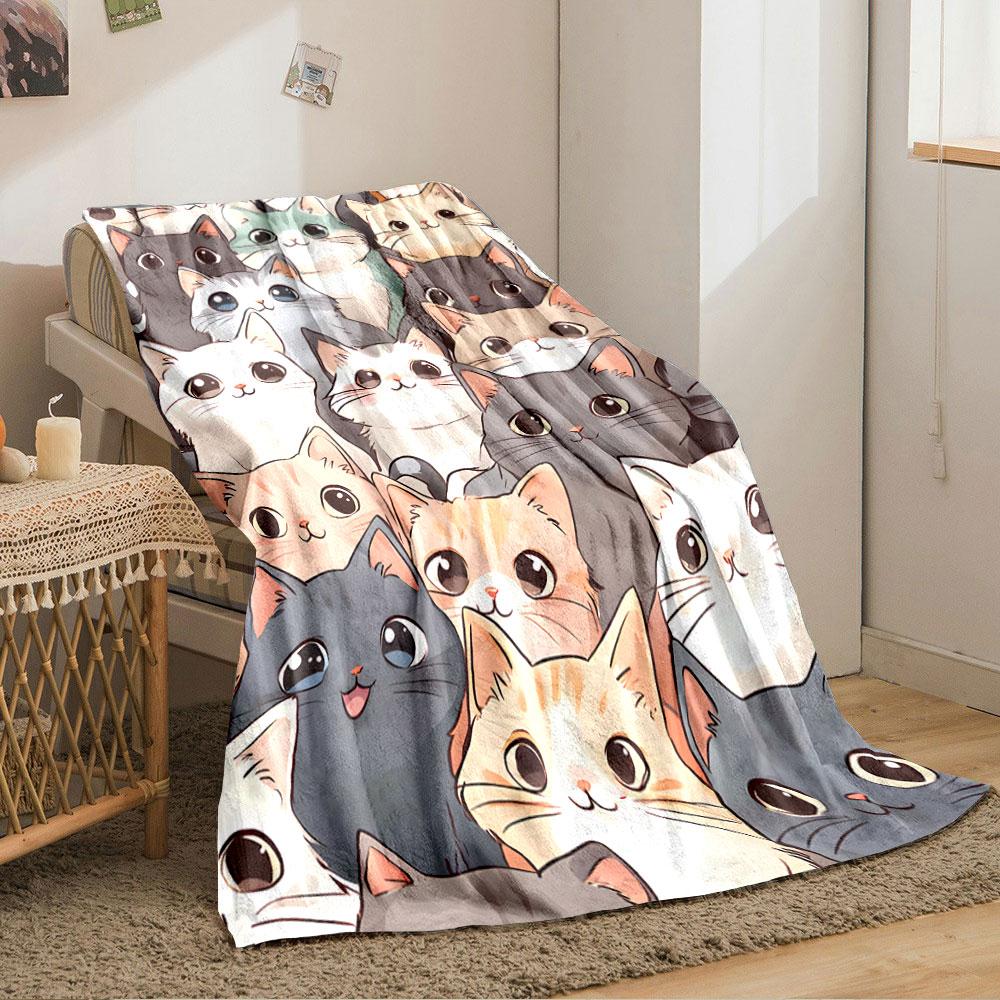 Cute Cartoon Cats Blanket for all seasons blanket lunch break throw gift