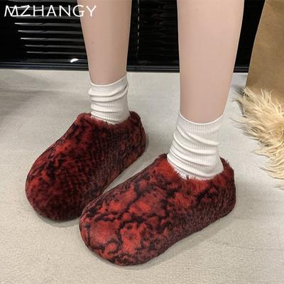 Fashion Fur Platform Women Cotton Slippers Flats Fashion Casual Shoes Woman 2025 Trend New Warm Snow Boots Winter Home Mujer Zapatillas