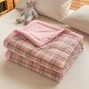 Japanese Plaid Printed Summer Thin Quilt Simple Breathable Air Conditioning Blanket for Office Soft Home Decoration for Bedroom