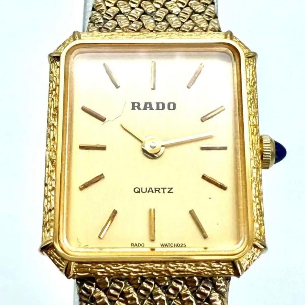 Used A014 RADO Antique Ladies Watch Elegance Gold Color Mesh Bracelet