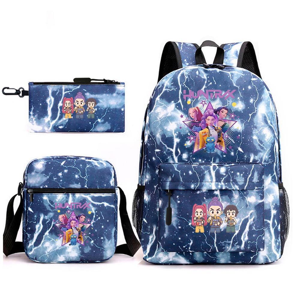 Demon Hunter Girl Group Backpack Kpop Backpack Digital Color Printing Boys And Girls School Bag Shoulder Bag Three-Piece Set