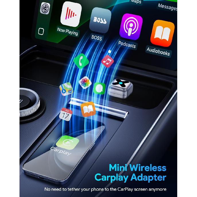 Wireless CarPlay Adapter for iPhone Apple— ,  -- Android Auto Adapter, Convert Wired to Car Play Wireless, Zero Latency for iOS 10+ & Android 11+,