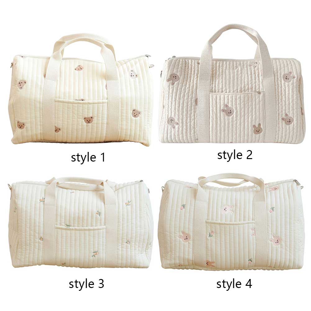 Baby Diaper Bag Embroidered Nappy Organizer Messenger Bag Cute Cartoon Shoulder Bag with Zipper Luggage Tote Bag for Travel