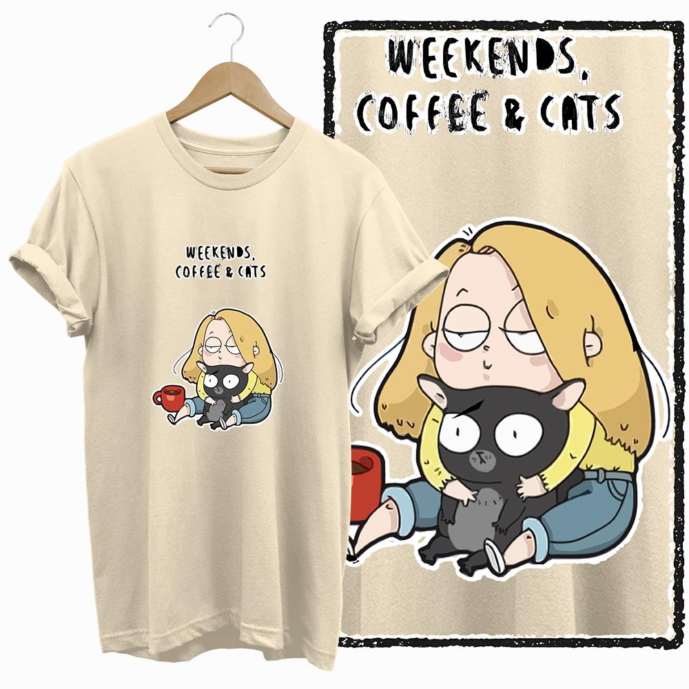 COOLMIND 100% cotton BEIGE cat print exclusive graphic women T shirt big size loose cotton cat lover women tshirt LOVELY cat tee