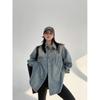 Autumn New American Niche Old Rivet Denim Long-sleeved Shirt Women's Loose Couple Short Jacket Trendy