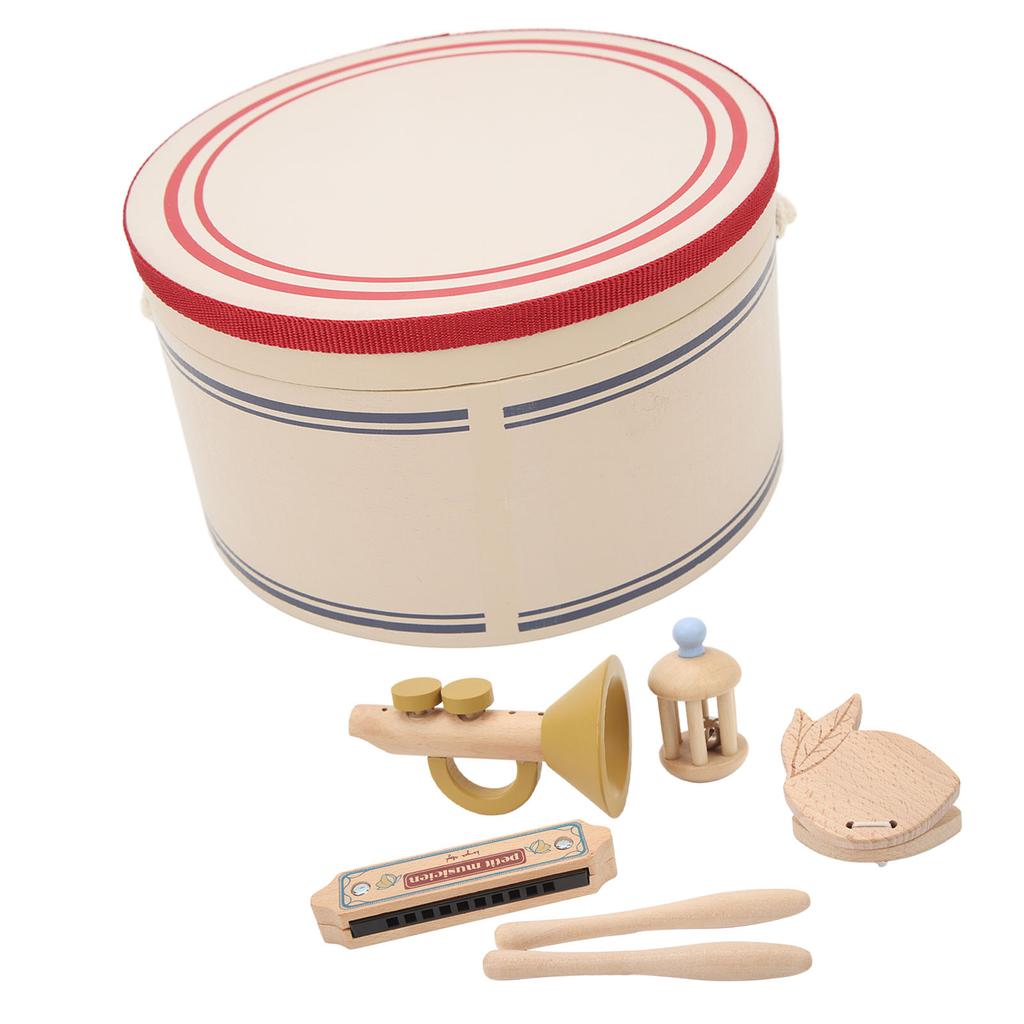 Kids Musical Instruments Simulation Early Education Drum Wood Stick Handbell Trumpet Castanet