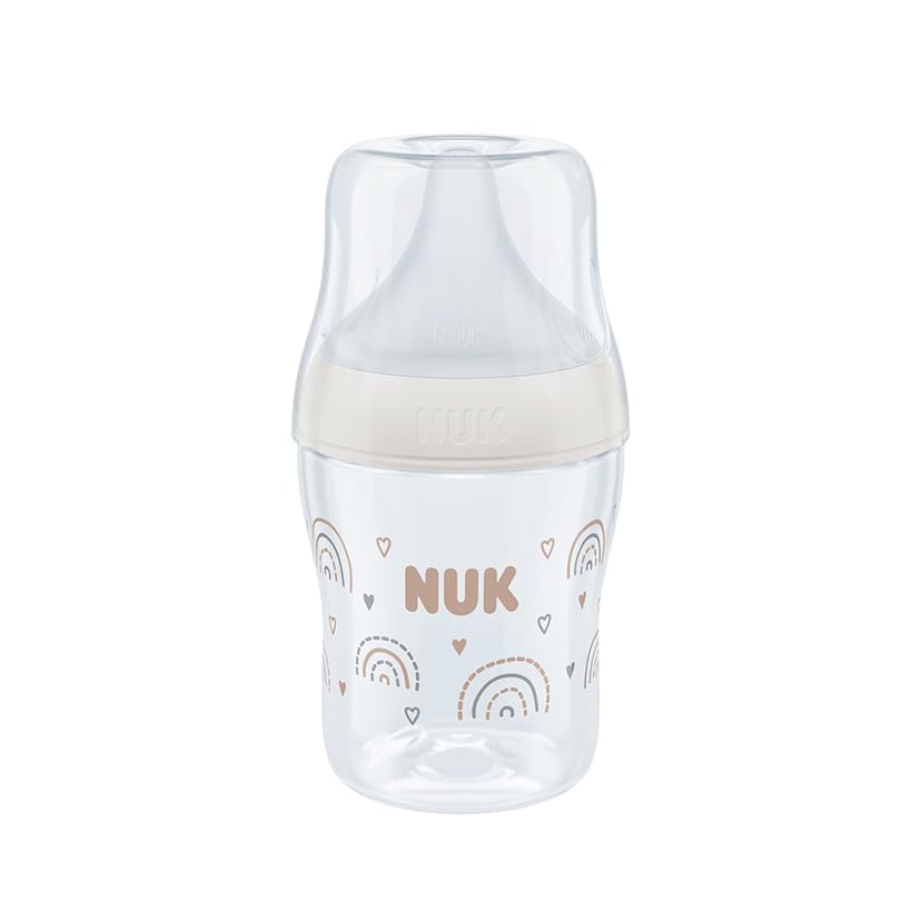 NUK Perfect Match Plastic Baby with Temperature Measuring Pads Bottle, 150ml, Rainbow, (FDNK10743097)