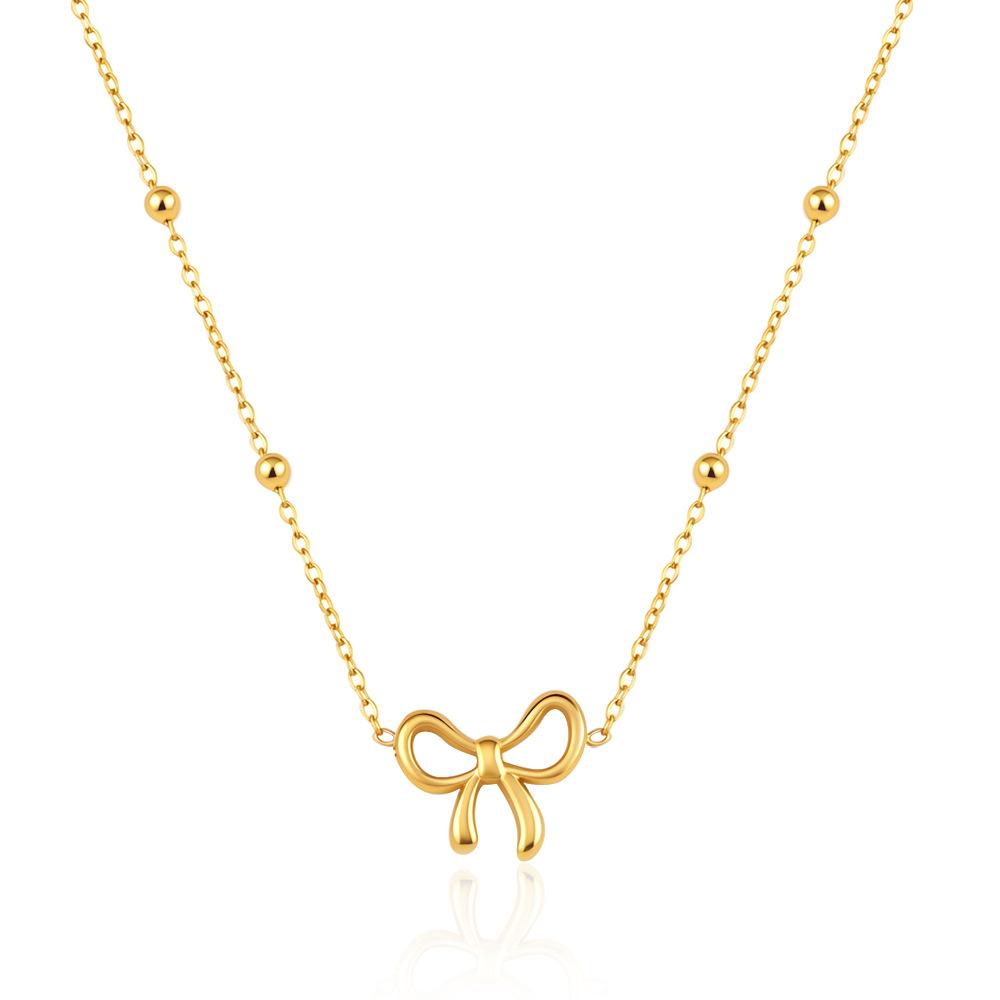 Fashion Trend Women's Bow Stainless Steel Necklace Versatile 18K Clavicle Chain