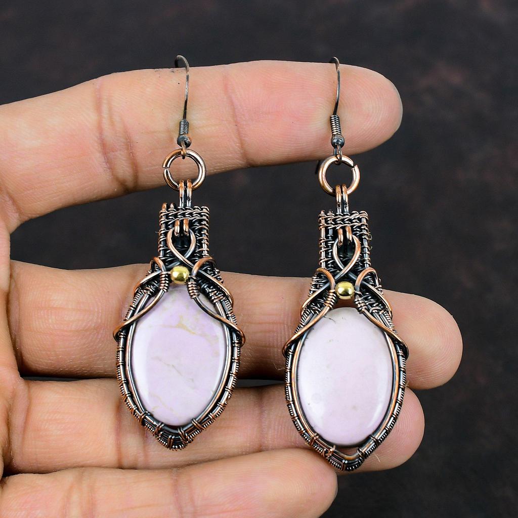 Phosphosiderite Earring Copper Wire Wrapped Gemstone Jewelry Handmade Earring Phosphosiderite Jewelry Copper Wire Earrings Engagement Gifts