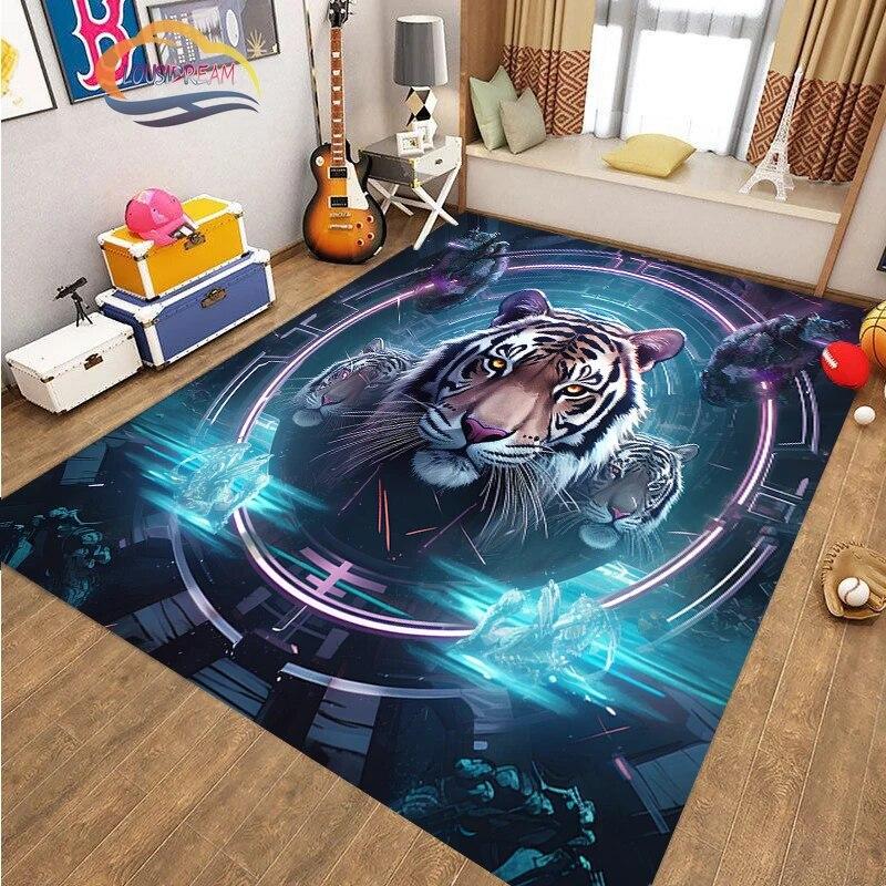 Covor de podea cu animale cool tigru art fashion covor Decorație casei cadouri covor Anti-alunecare pentru sufragerie și pat copil