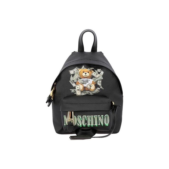 Moschino Teddy Bear Casual Student Leather Mini Backpack Women backpack Black 2T7637-8210-3555