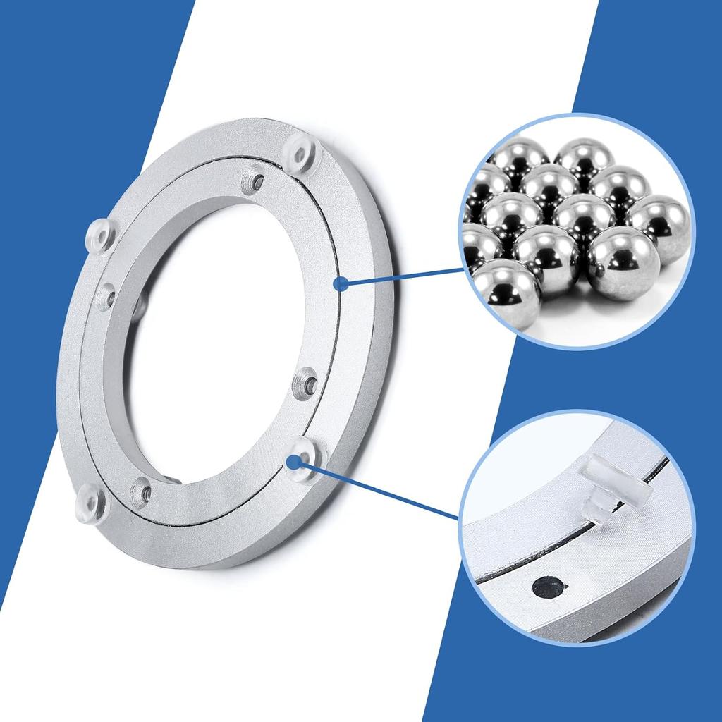 1 Pack 6 Inch Aluminium Alloy Turntable Bearing Lazy Sn Bearing Swivel Turntable for Table with Rotating Turntable Ring(6 Inch)