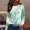 Women's Fashion Hem Slit Casual Floral Print Round Neck Long Sleeve Top