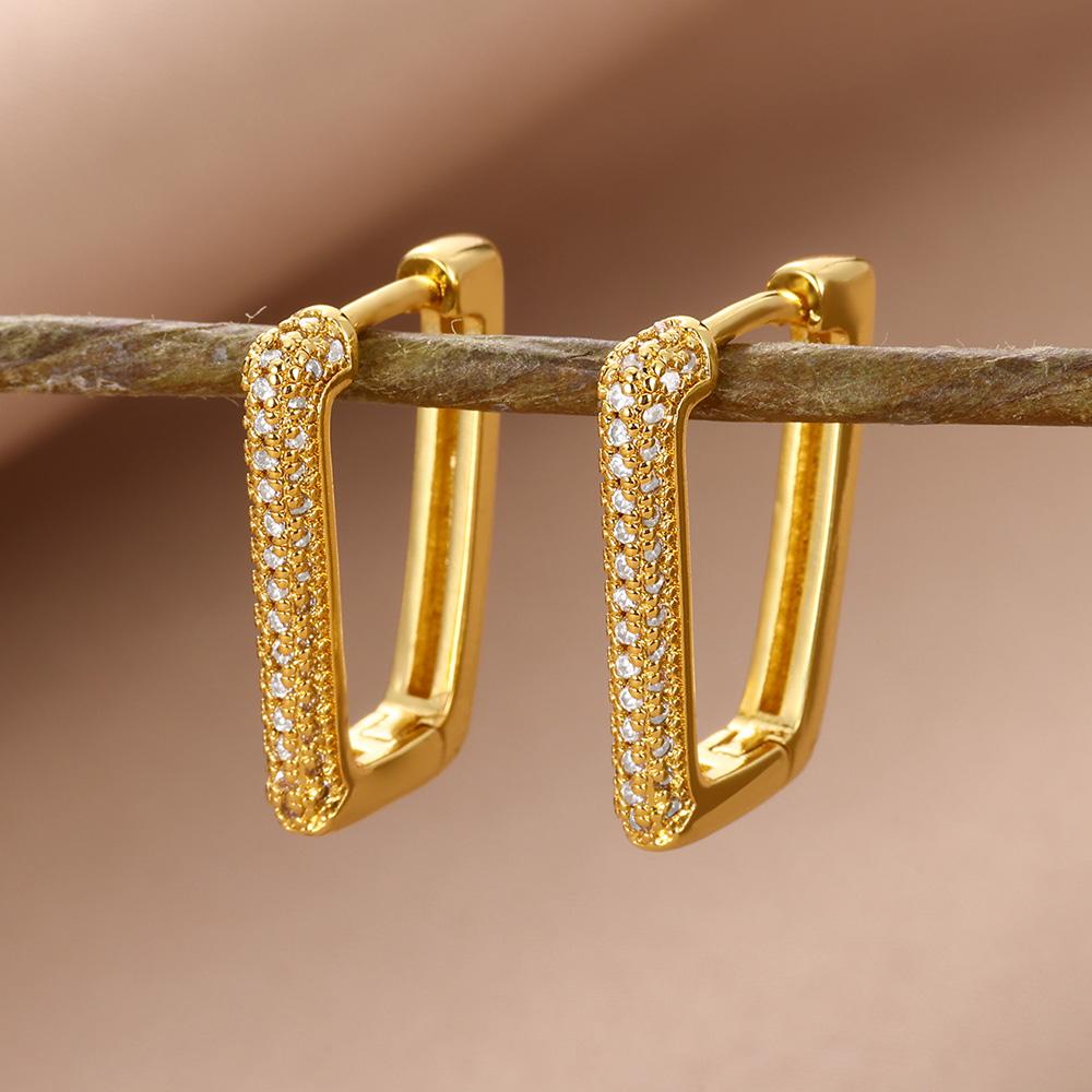 

Цирконові квадратні сережки-кільця для жінок золотого кольору геометричні квадратні сережки з нержавіючої сталі різдвяна вечірка естетичні прикраси подарунок