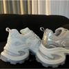 Scarpe da ginnastica con plateau argento da donna, nuove per primavera ed estate, piccolo uomo, aumento altezza 7 cm, rete traspirante, nicchia, scarpe sportive
