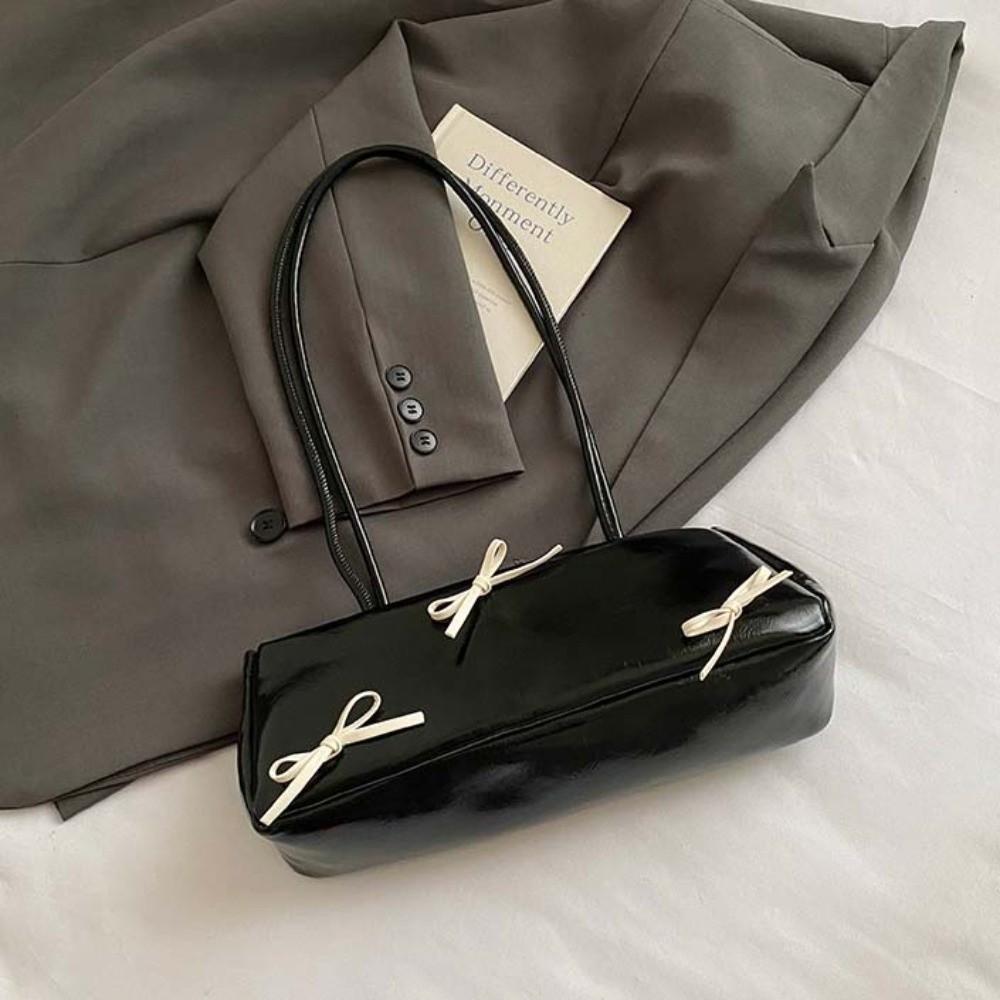 

Сладкая серебристая полиуретановая сумка через плечо Y2K женская сумка-багет для покупок женская Black Without Pendant