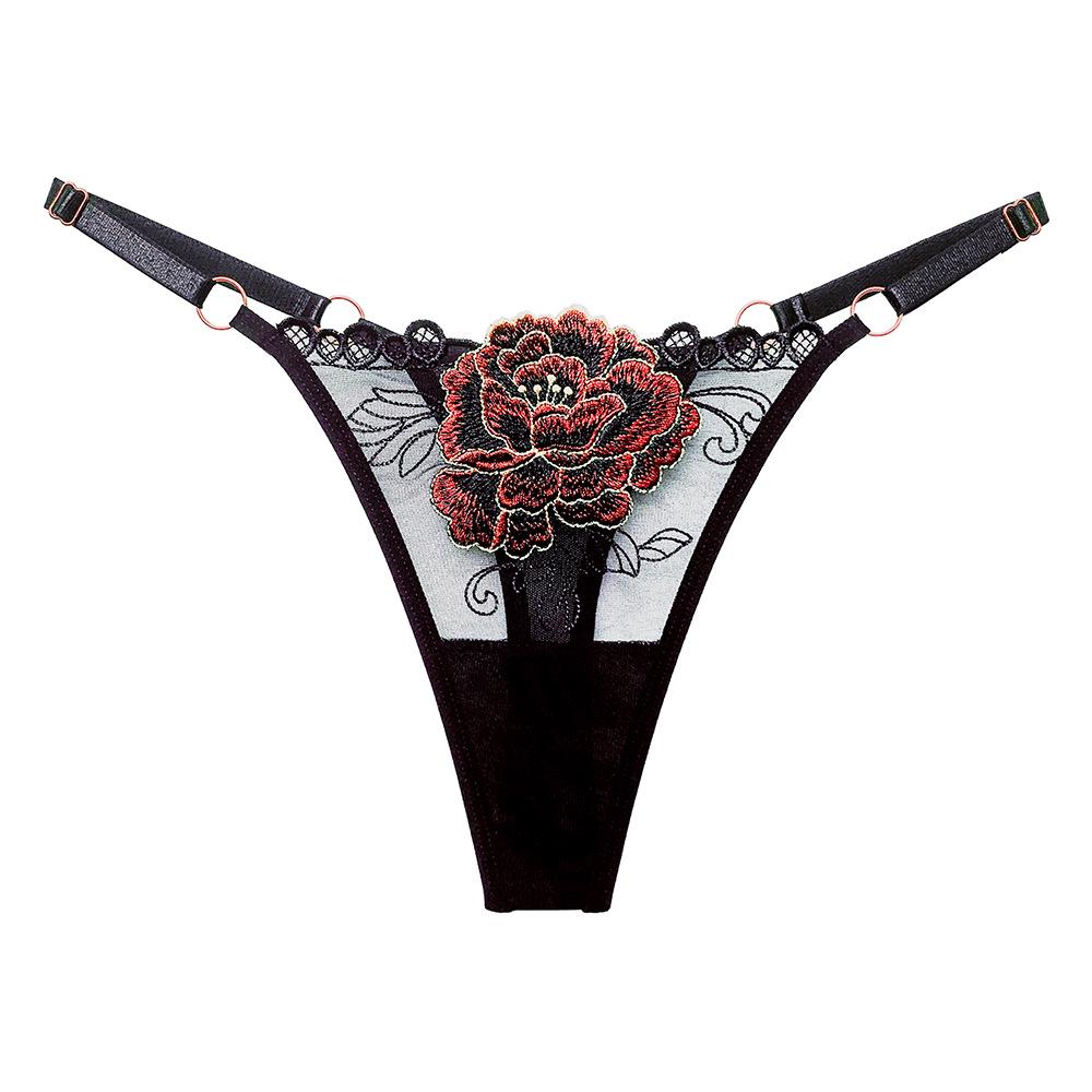 Mature Style Women's Breathable Mesh Low-Rise Adjustable Thong