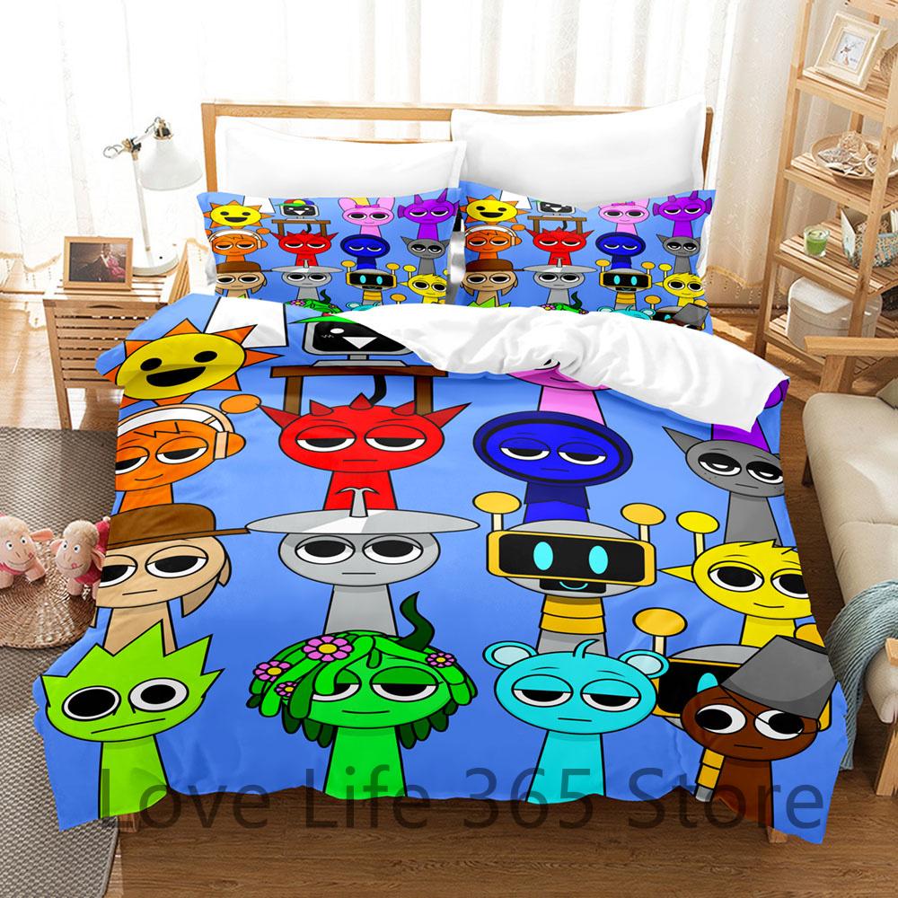 Game Sprunki Bettwäsche-Sets für Kinder Jungen Mädchen Neue 3D-gedruckte Bettdecke Bettdecke Bettbezug Kissenbezug Schlafzimmerdekoration