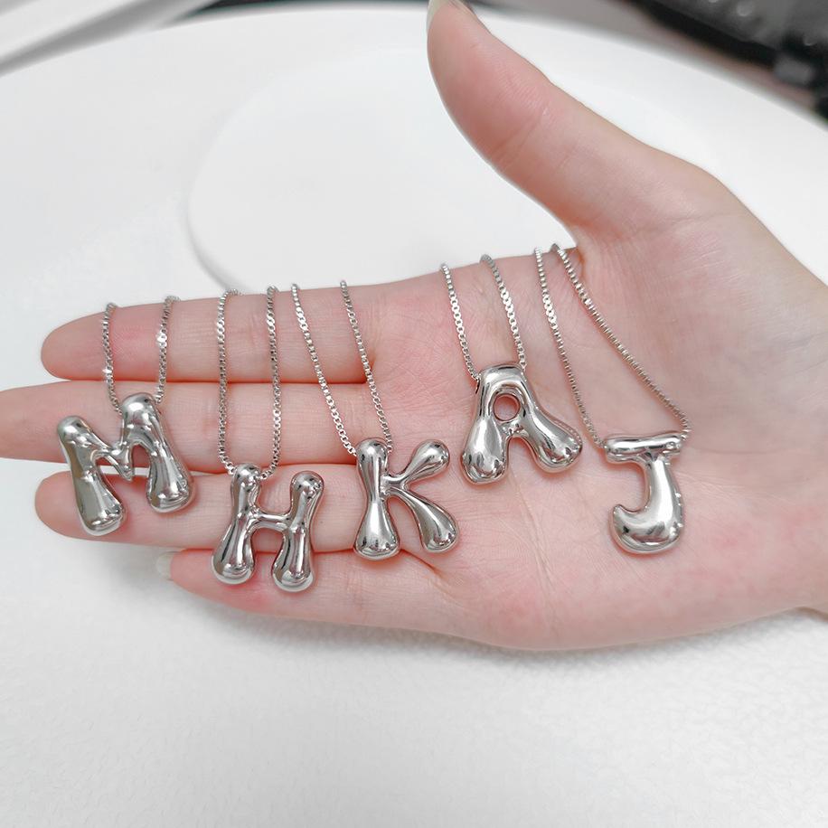 Cross-Border Fashion Bubble Letter Pendant Necklace