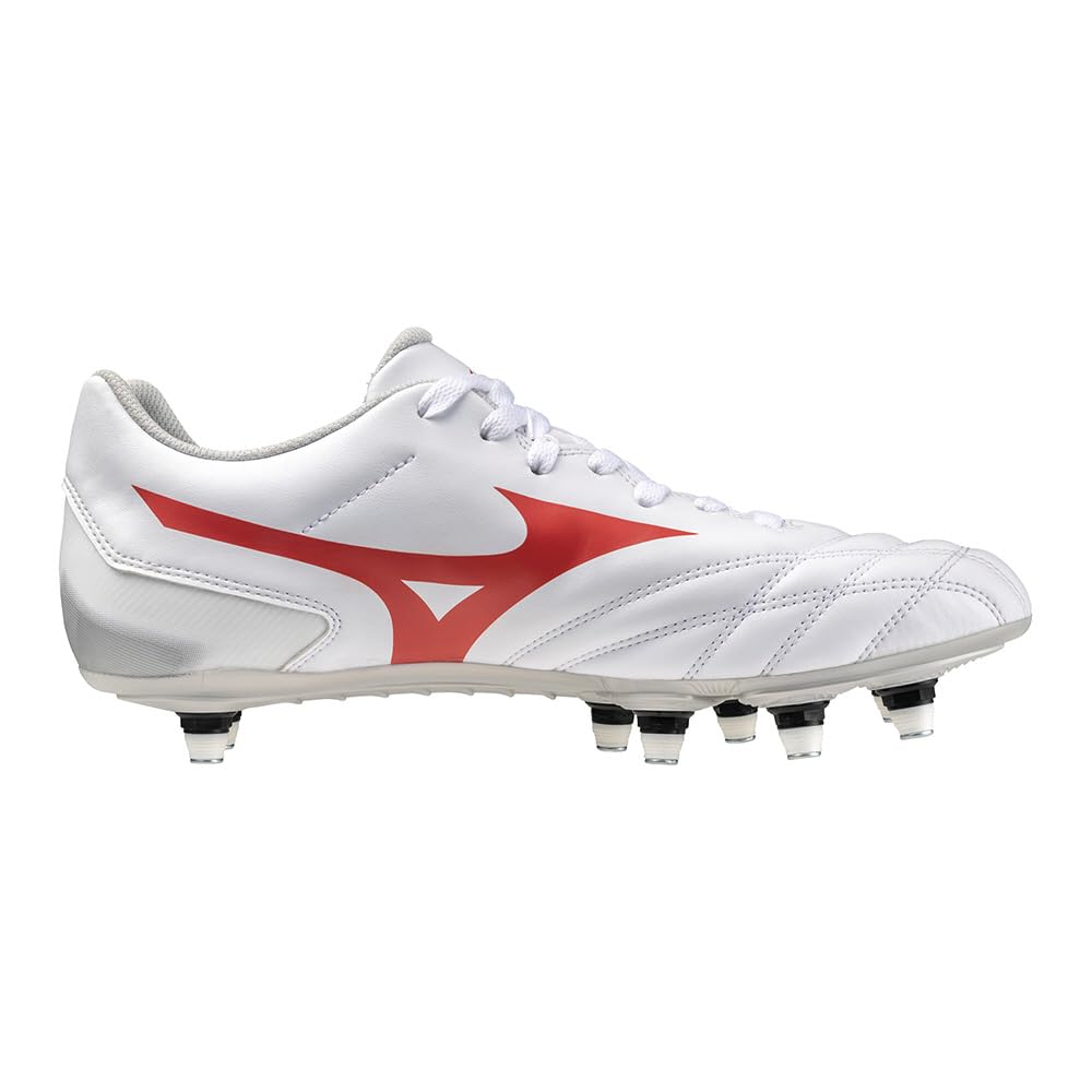 Rugby Shoes Waitangi II Club Wide 4E [Mizuno] CL, Activities, Fit, Lightweight, White/Red, 25.0 Cm,