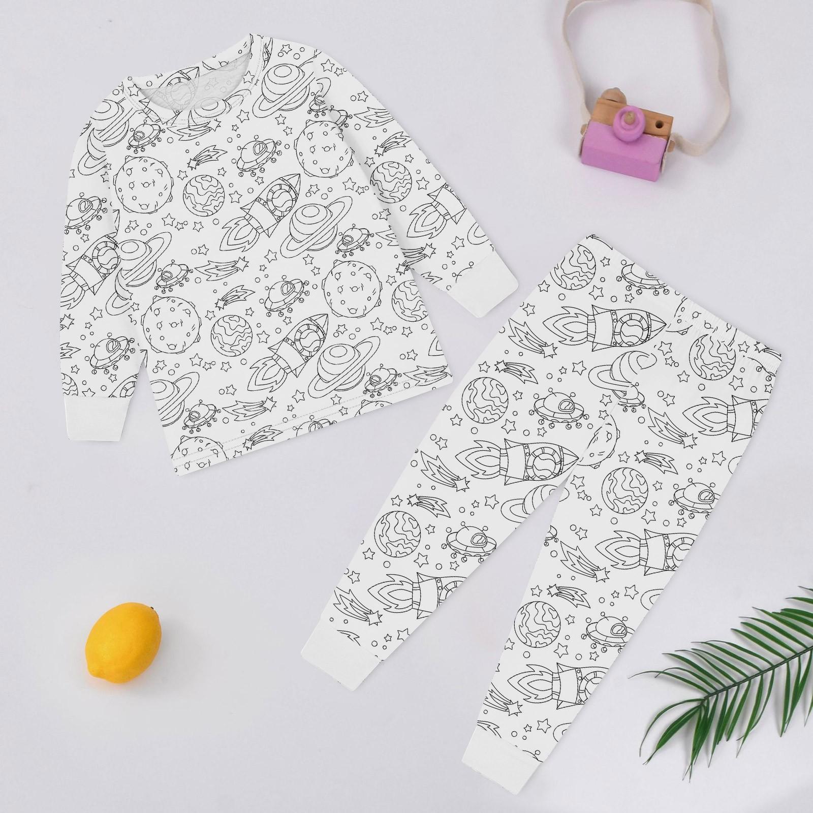 

Детский комплект домашней одежды Sketch Coloring Fun Раскрашенная вручную домашняя одежда Пижамный комплект 130