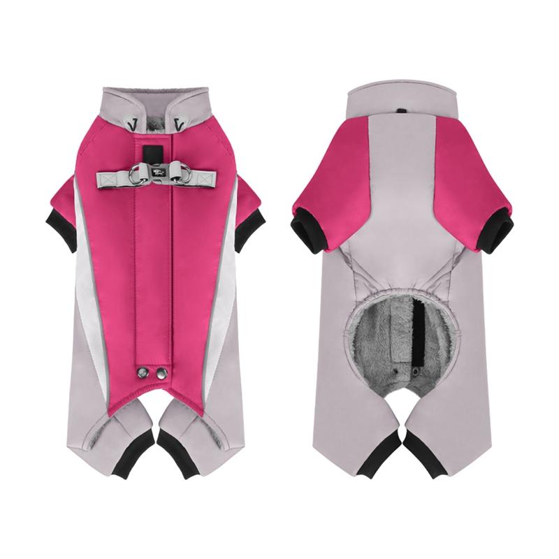 Warm Dog Coat 4 Legs Fullbody Covered Windproof Winter Dog Vest with Harness Reflective Turtleneck Dogs Snowsuit Puffer Jacket