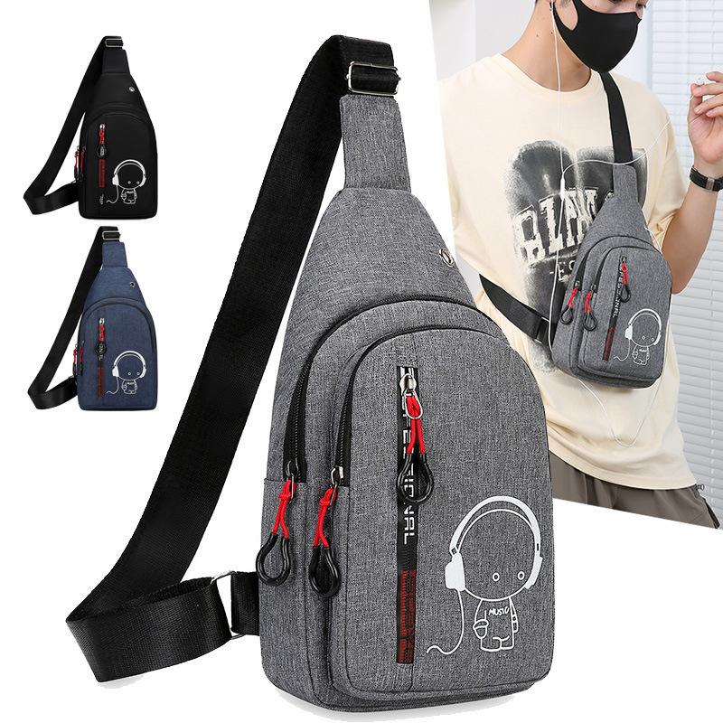 Men's Chest Bag Waterproof Crossbody Shoulder Bag Multi-Pocket Cycling Backpack Korean Fashion Casual Travel Sports Bag for Men