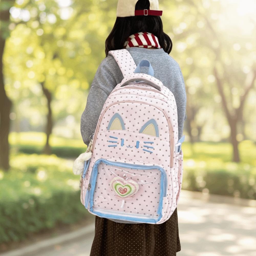 Kitten School Backpack Preppy Style Students School Bag Laptop Bag Cartoon Cat Backpack School