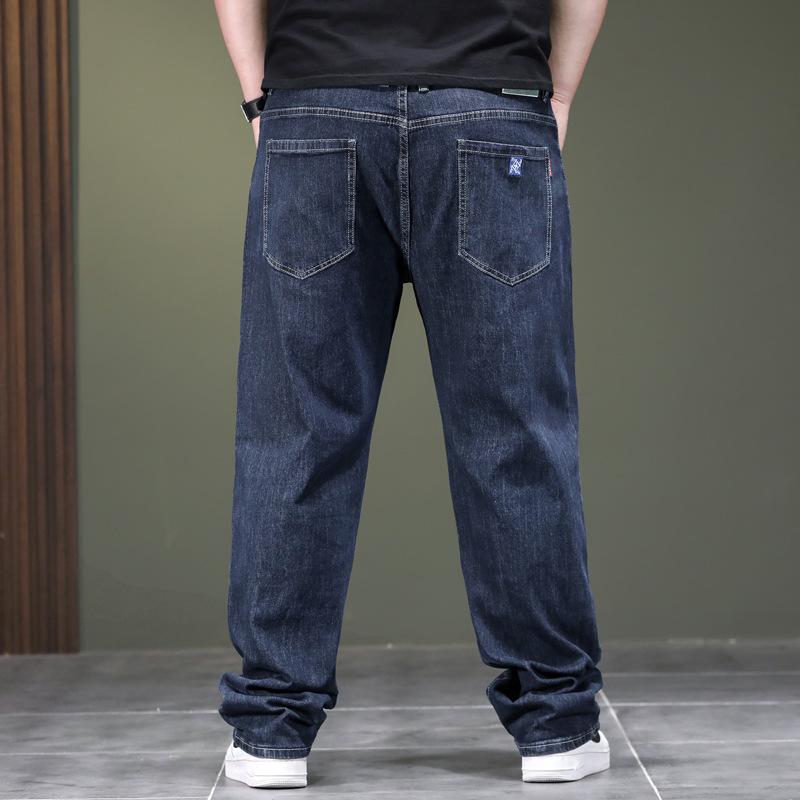 Jeans para Hombre Talla Grande Primavera y Otoño Gordo Suelto Elástico Grande Pantalones Rectos para Hombre Gordo Pantalones para Padre