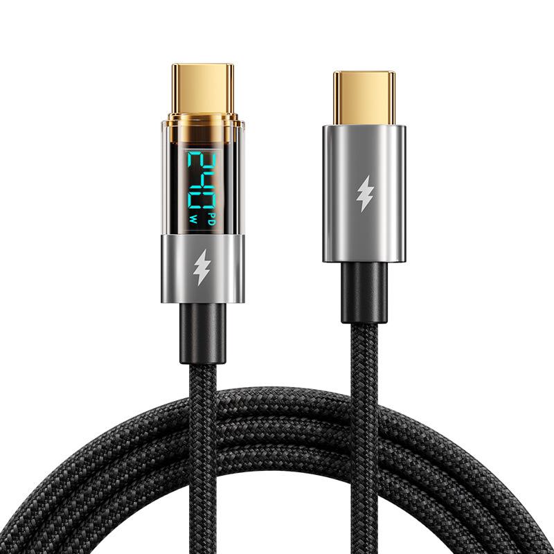 6A Transparent Type-C Data Cable, 100W Super Fast Charging, Compatible with Huawei, Xiaomi, and Apple Devices.